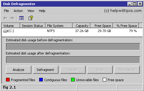 defrag utility in Windows XP
