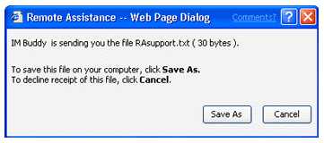 Remote Assistance -- Web Page Dialog